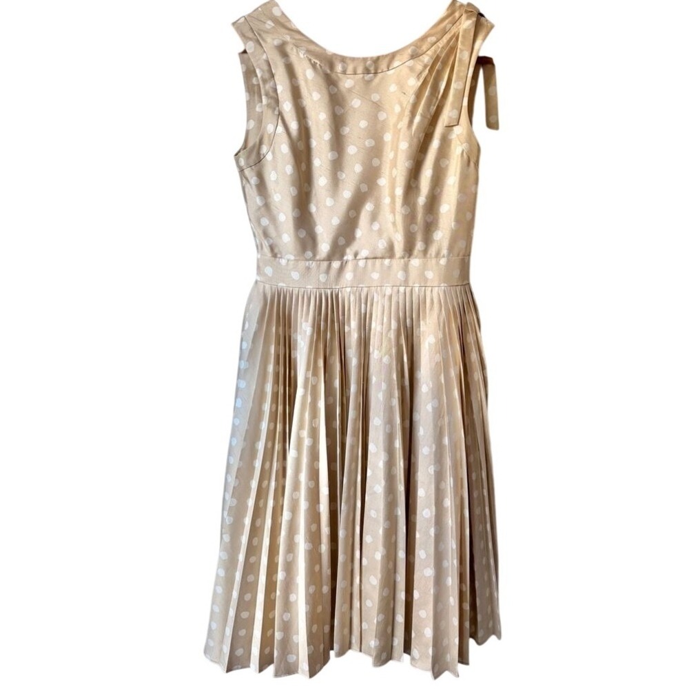 kate spade Cream Polka Dot Pleated Midi Dress